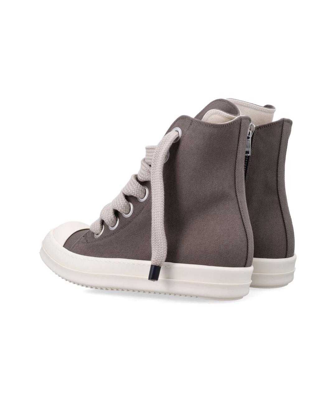 RICK OWENS Серые текстильные высокие кроссовки / кеды, фото 4
