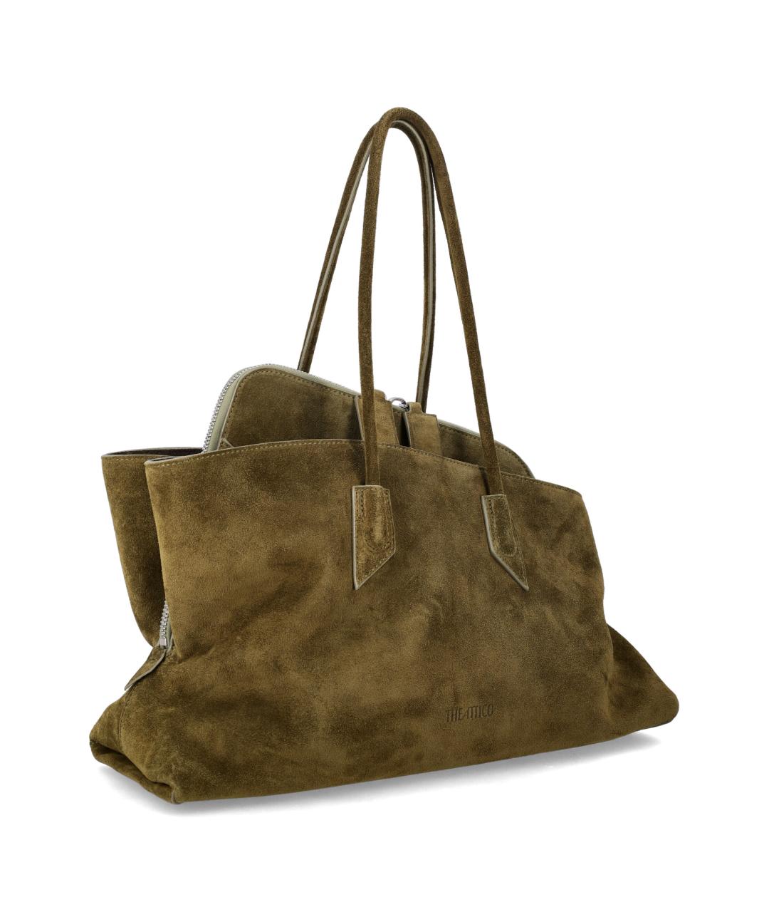 THE ATTICO Хаки замшевая сумка тоут, фото 2