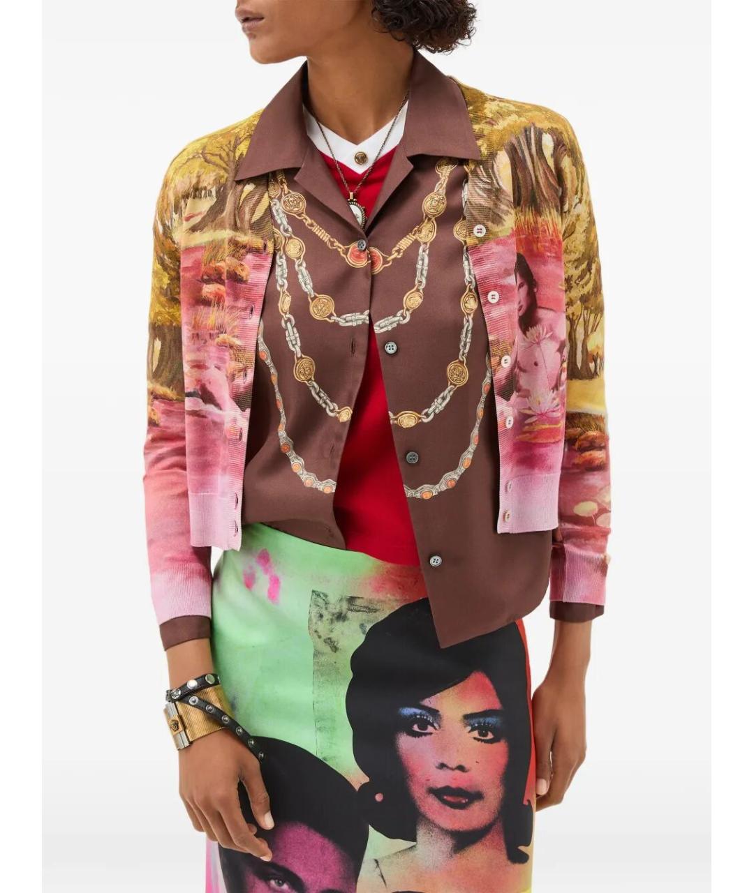 VERSACE Мульти шелковый кардиган, фото 4