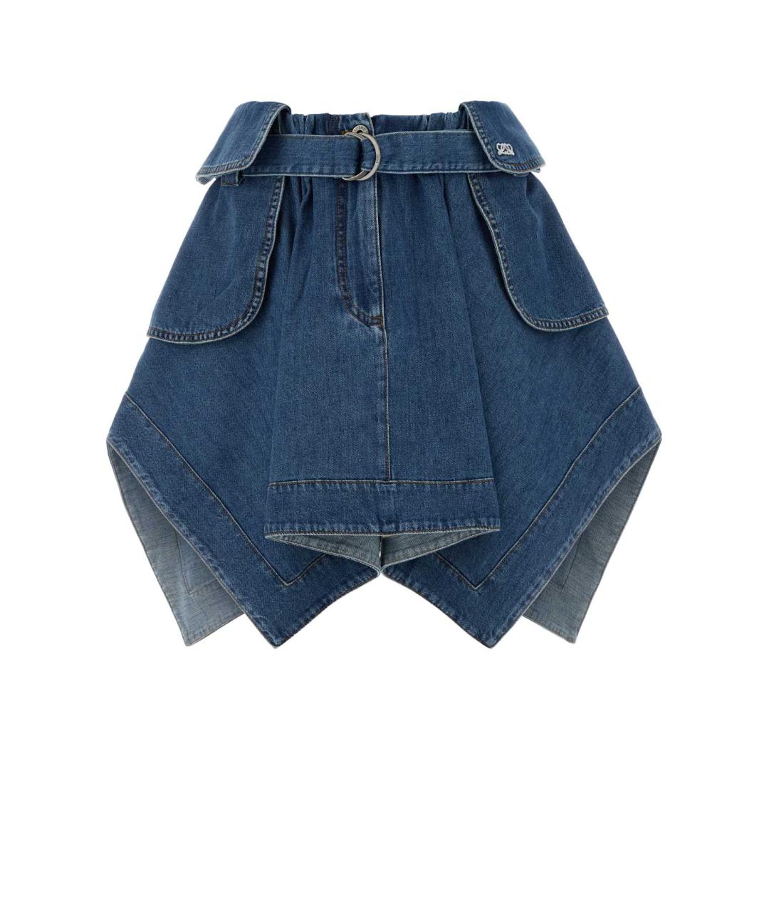 LOEWE Синяя хлопковая юбка мини, фото 1