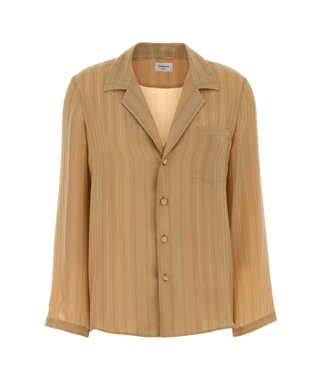 SAINT LAURENT Бежевая шелковая рубашка, фото 1