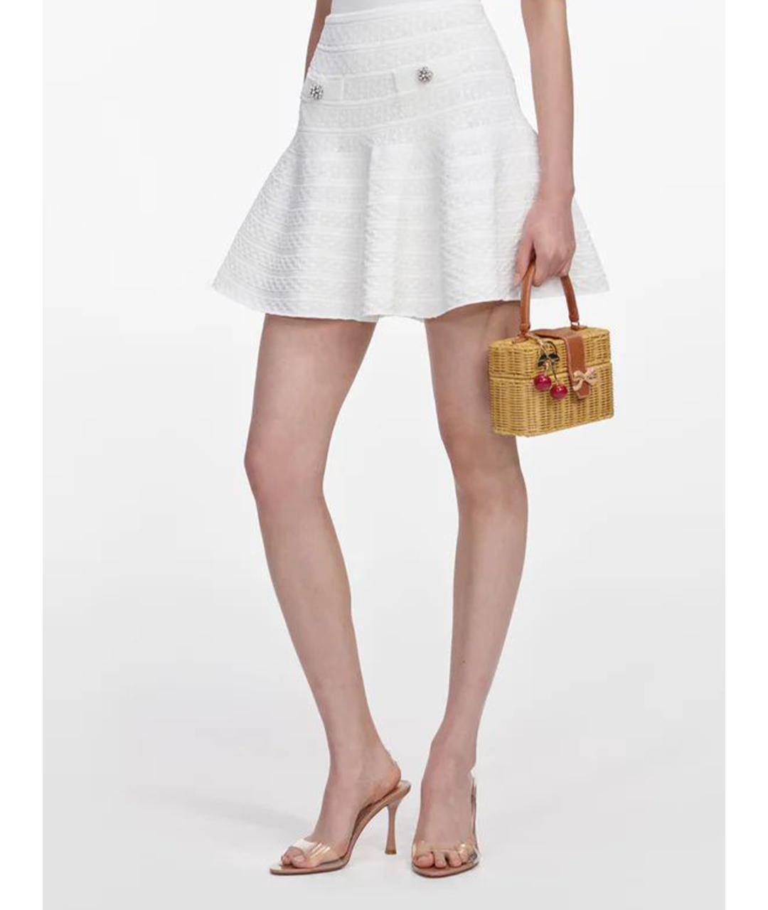SELF-PORTRAIT Белая вискозная юбка мини, фото 2