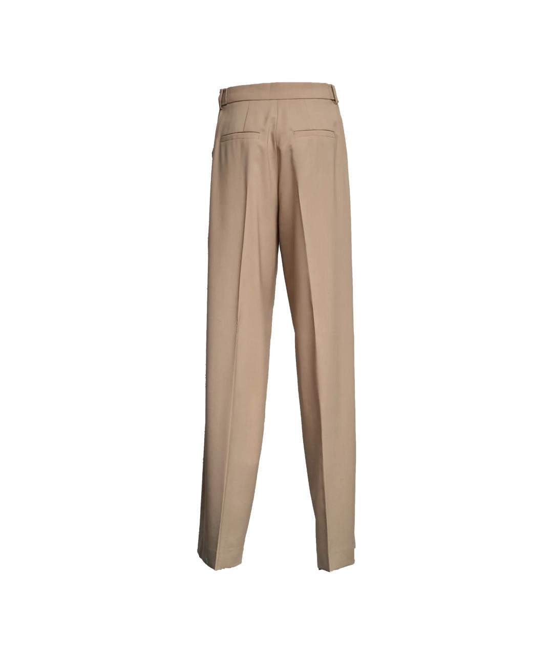 MAX MARA Бежевые шерстяные прямые брюки, фото 2