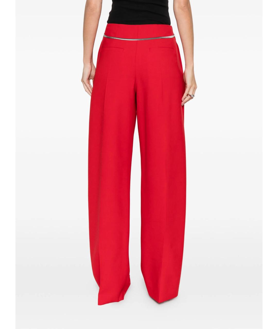 MAX MARA Красные полиэстеровые прямые брюки, фото 3