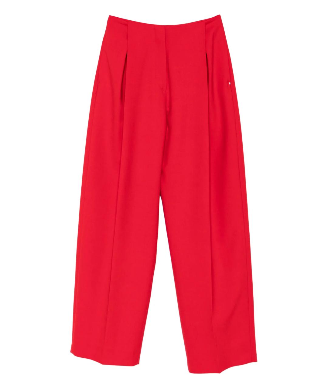 MAX MARA Красные полиэстеровые прямые брюки, фото 1