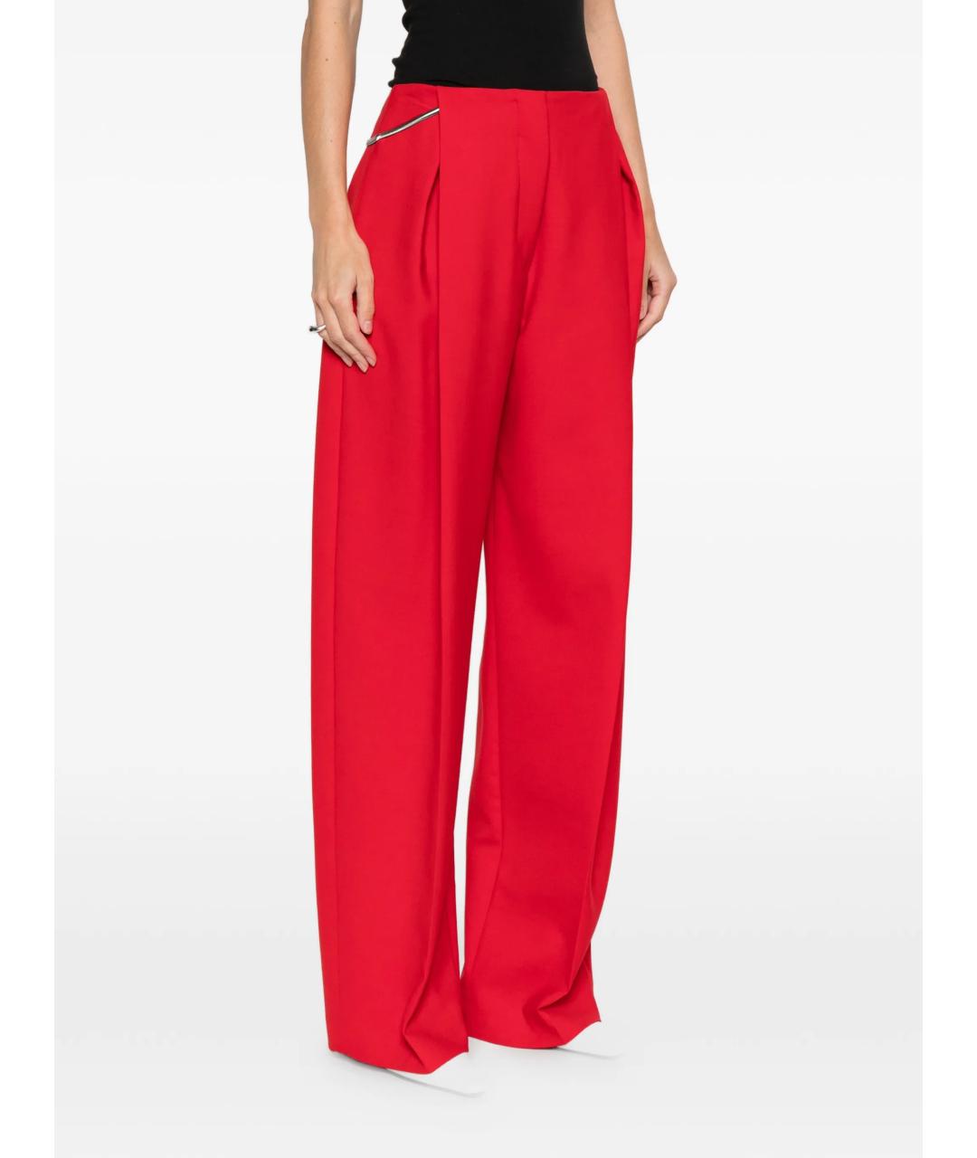 MAX MARA Красные полиэстеровые прямые брюки, фото 2