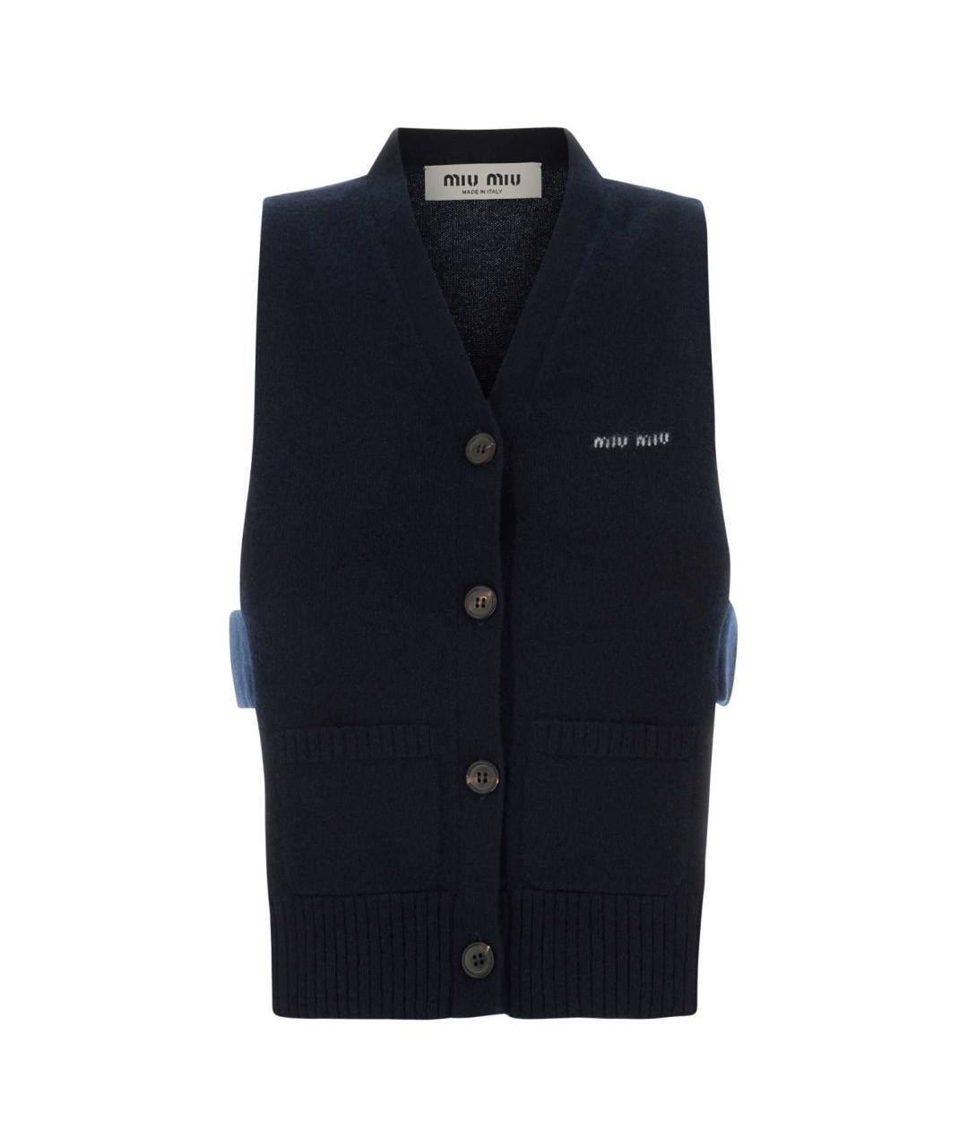 MIU MIU Темно-синий кашемировый жилет, фото 1
