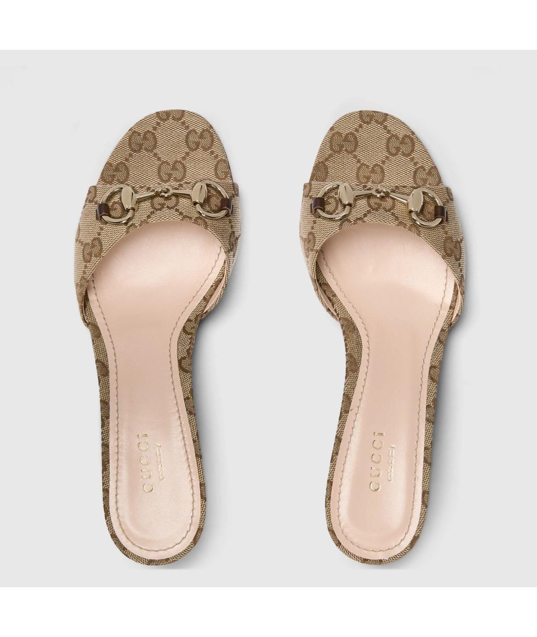 GUCCI Бежевые текстильные мюли, фото 4