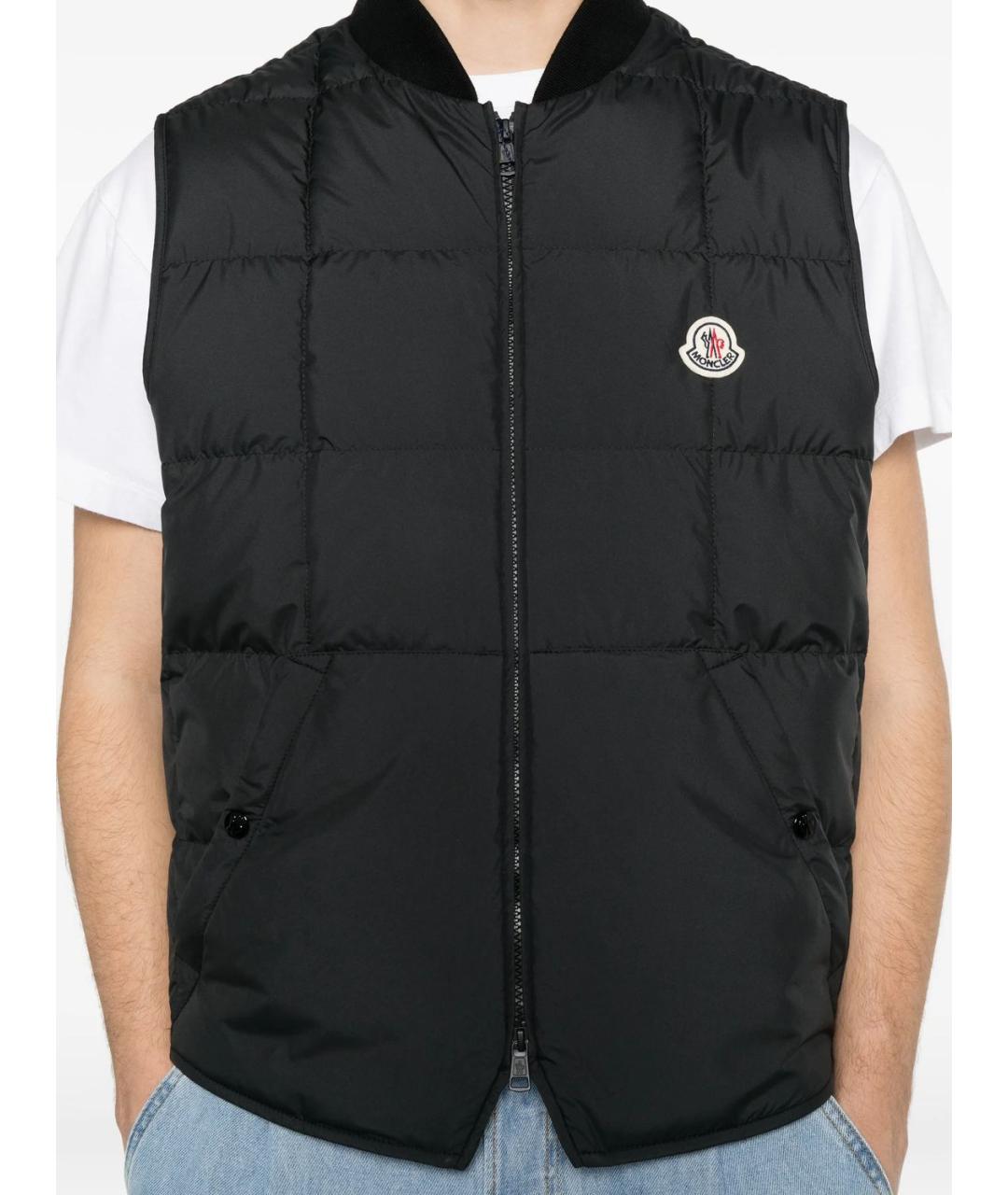 MONCLER Черный полиэстеровый жилет, фото 5