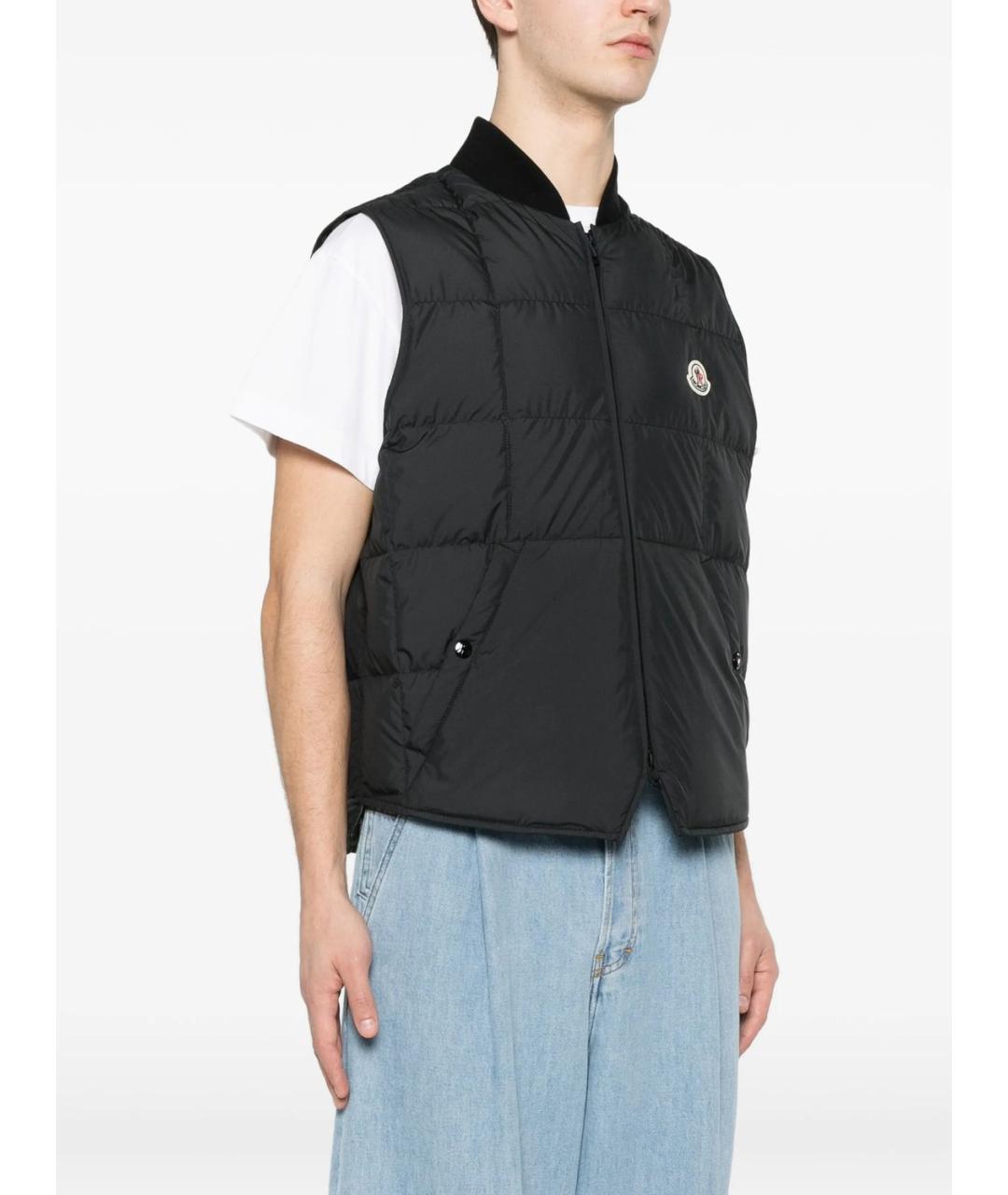 MONCLER Черный полиэстеровый жилет, фото 3