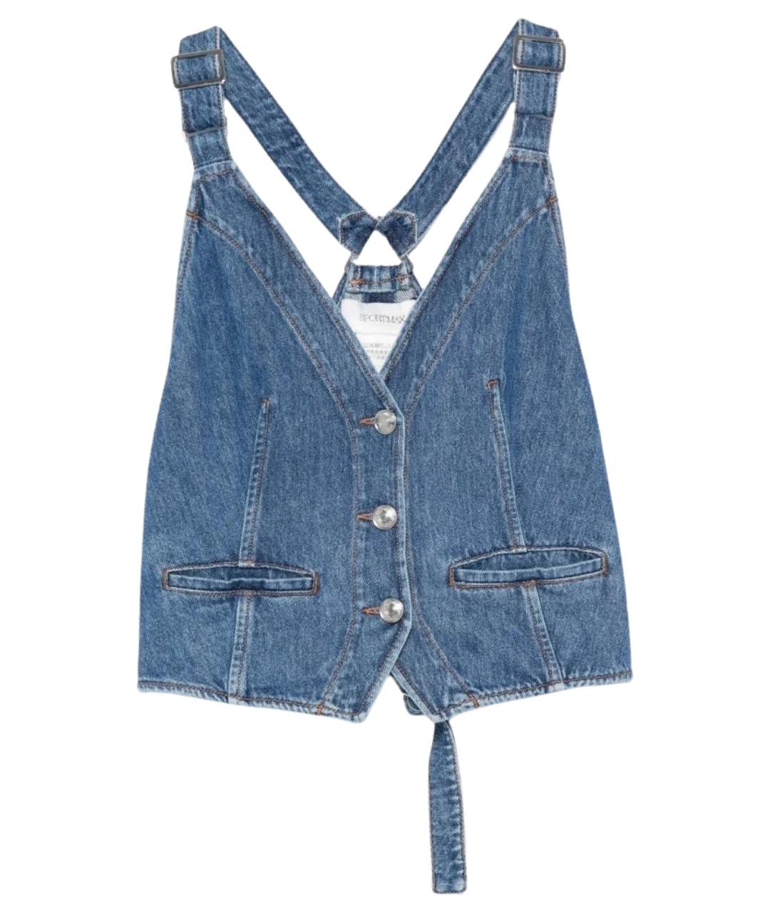 MAX MARA Синяя хлопковая майка, фото 1