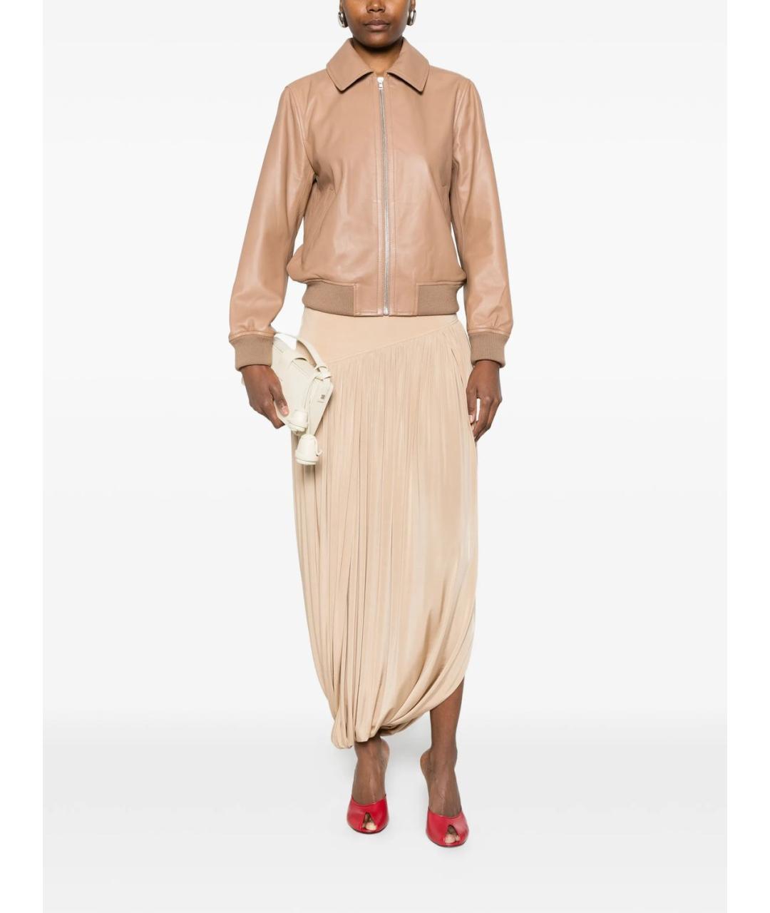 YVES SALOMON Бежевая кожаная куртка, фото 2