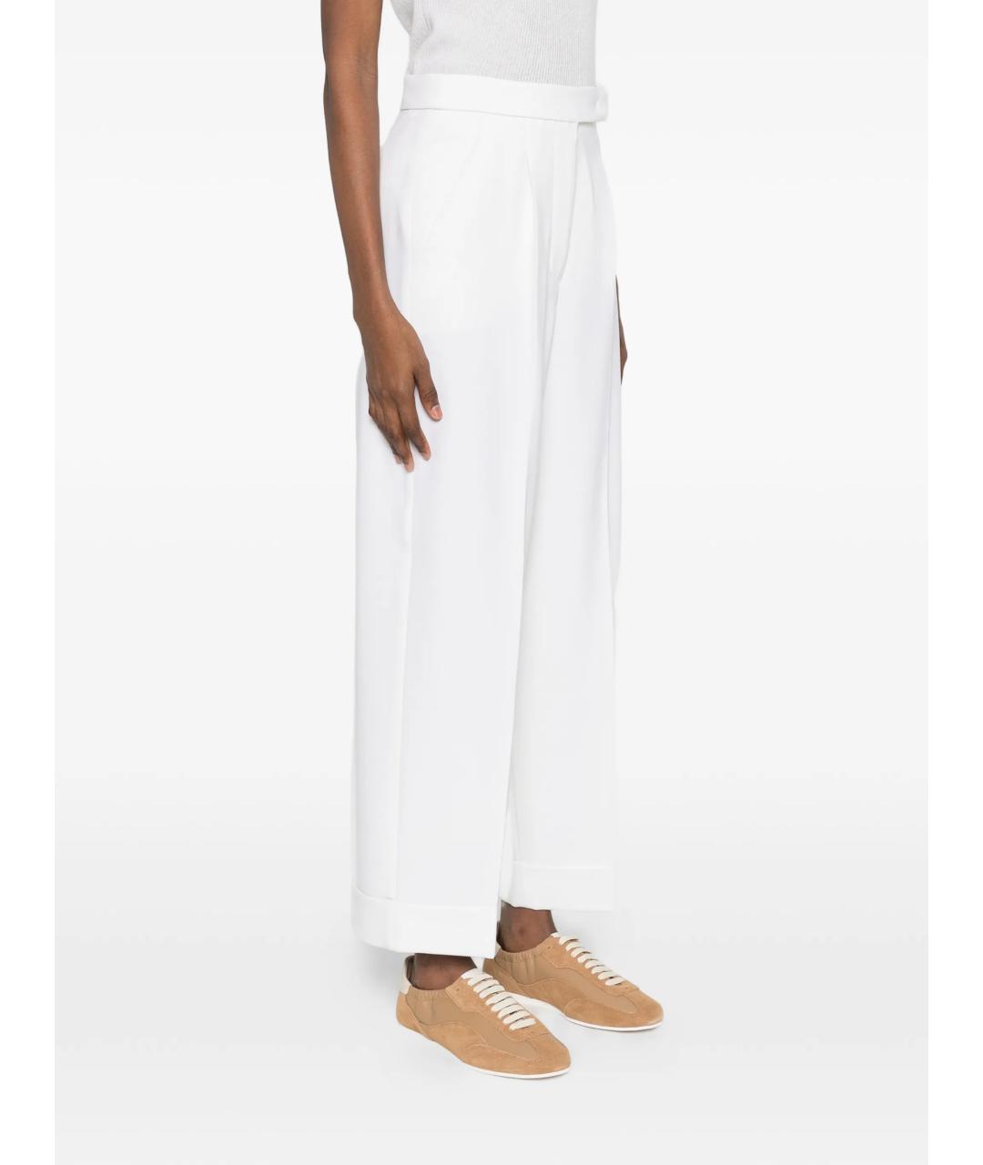 MAX MARA Белые шерстяные прямые брюки, фото 3