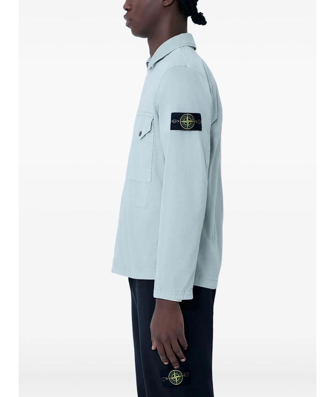 STONE ISLAND Голубая хлопковая кэжуал рубашка, фото 3