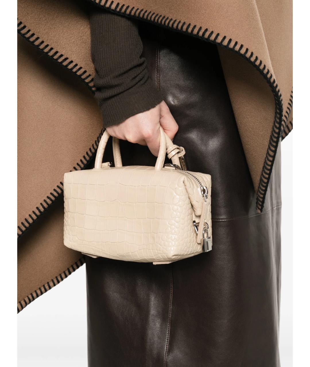 MAX MARA Бежевая кожаная сумка с короткими ручками, фото 3