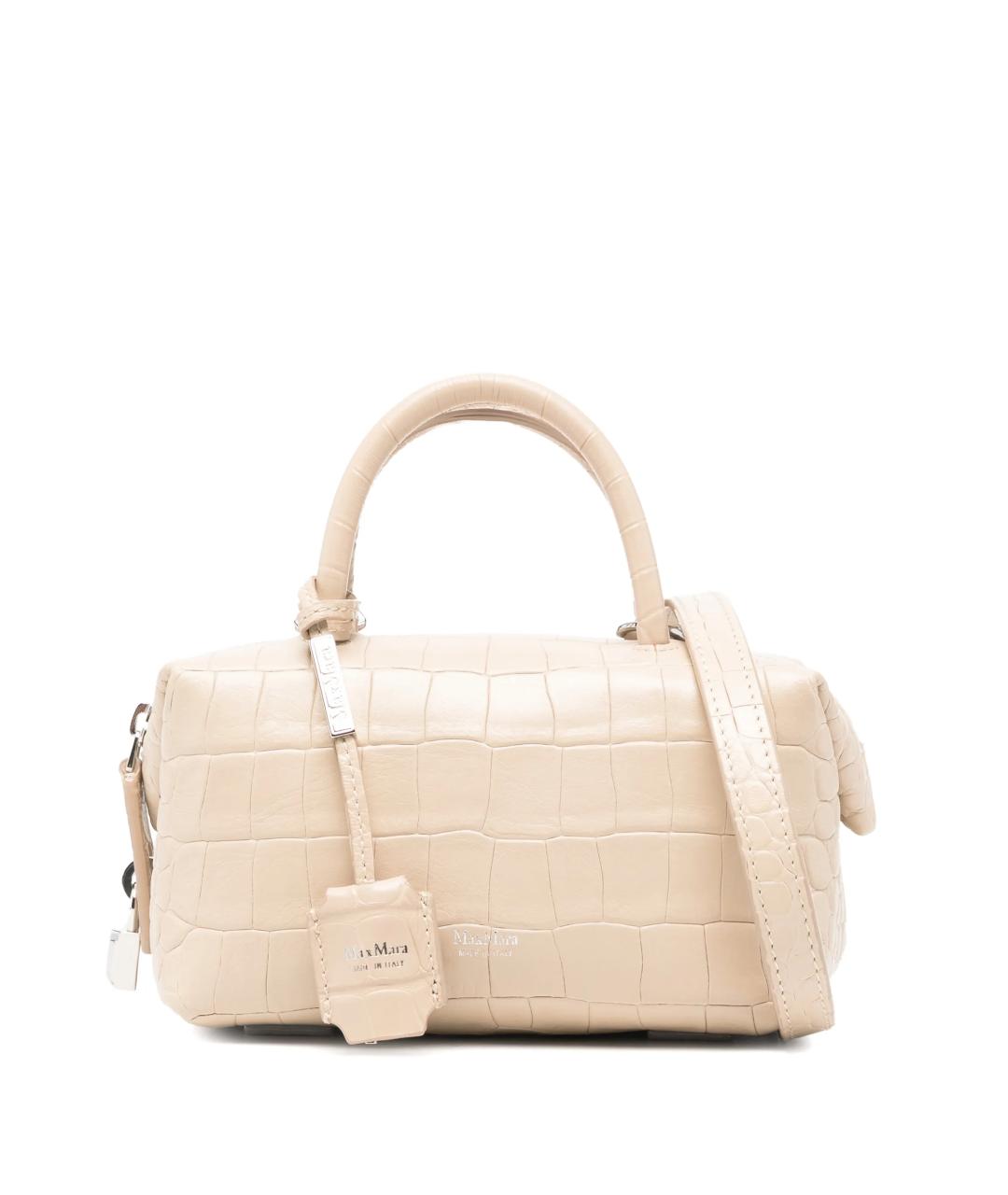 MAX MARA Бежевая кожаная сумка с короткими ручками, фото 1