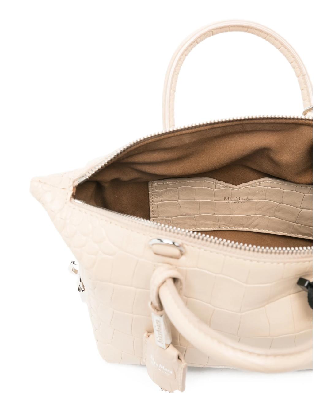 MAX MARA Бежевая кожаная сумка с короткими ручками, фото 2
