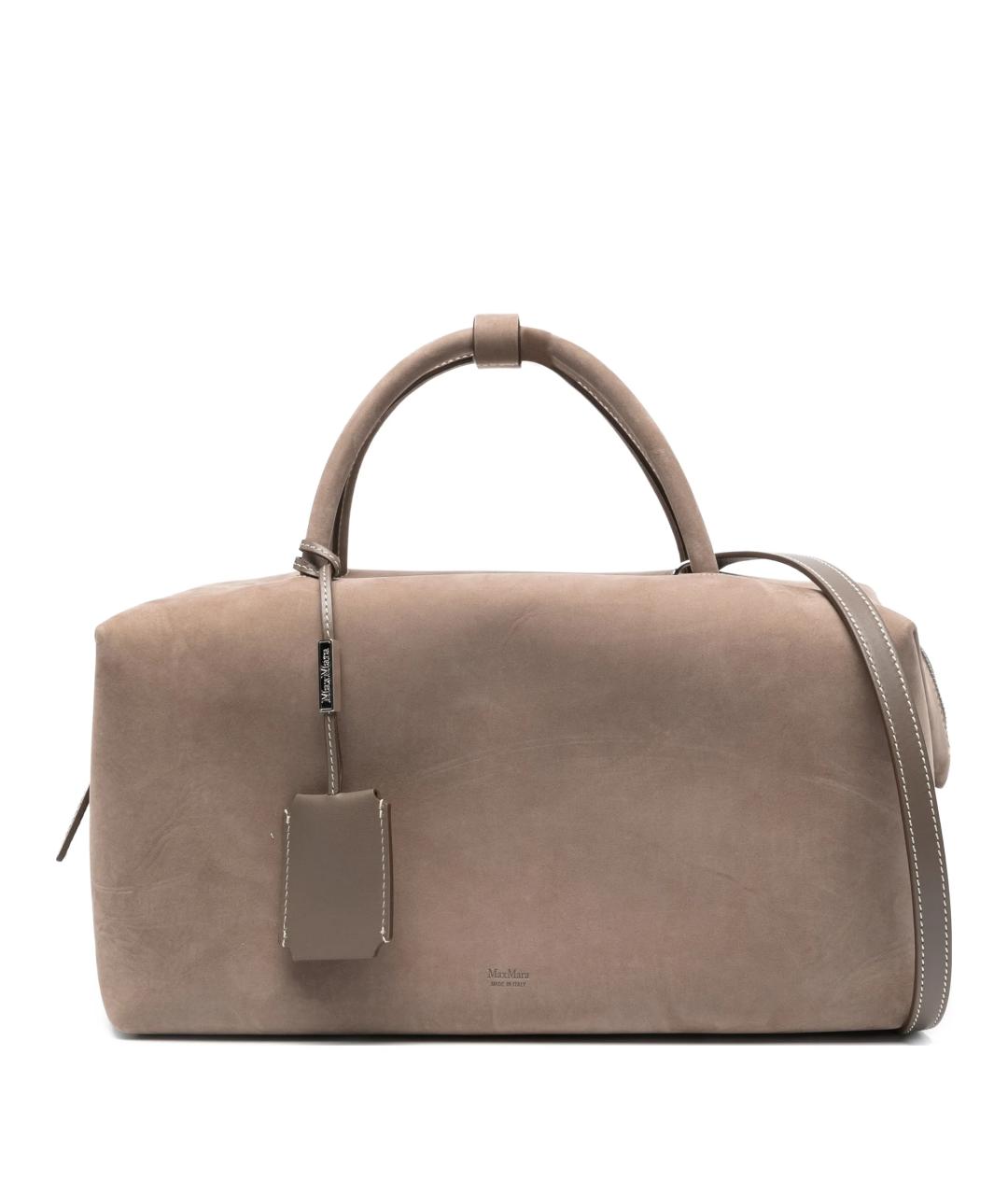 MAX MARA Серая кожаная сумка с короткими ручками, фото 1