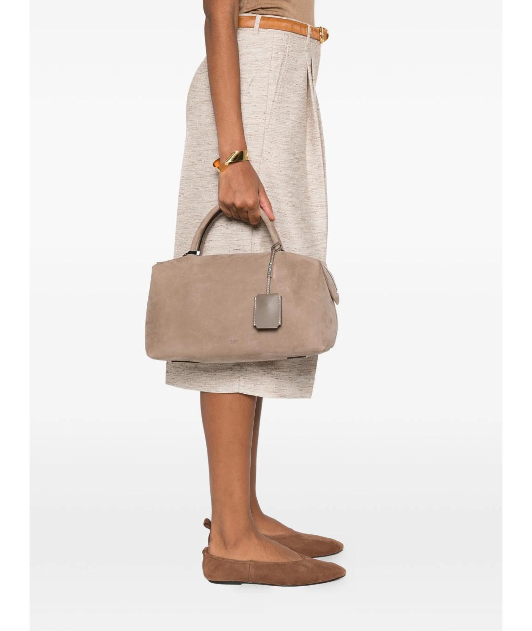 MAX MARA Серая кожаная сумка с короткими ручками, фото 2