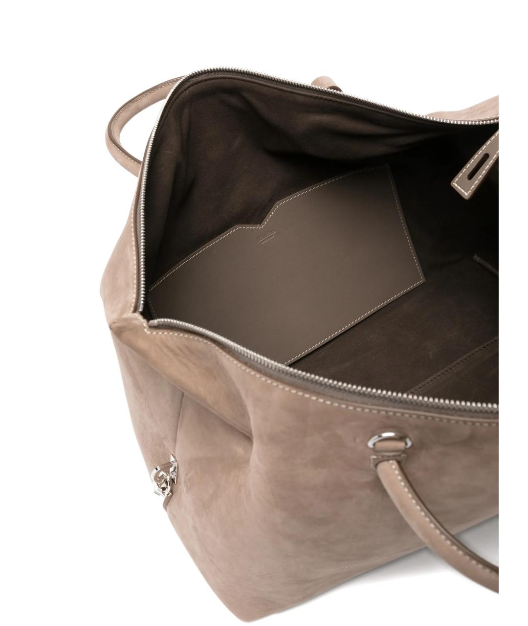 MAX MARA Серая кожаная сумка с короткими ручками, фото 3