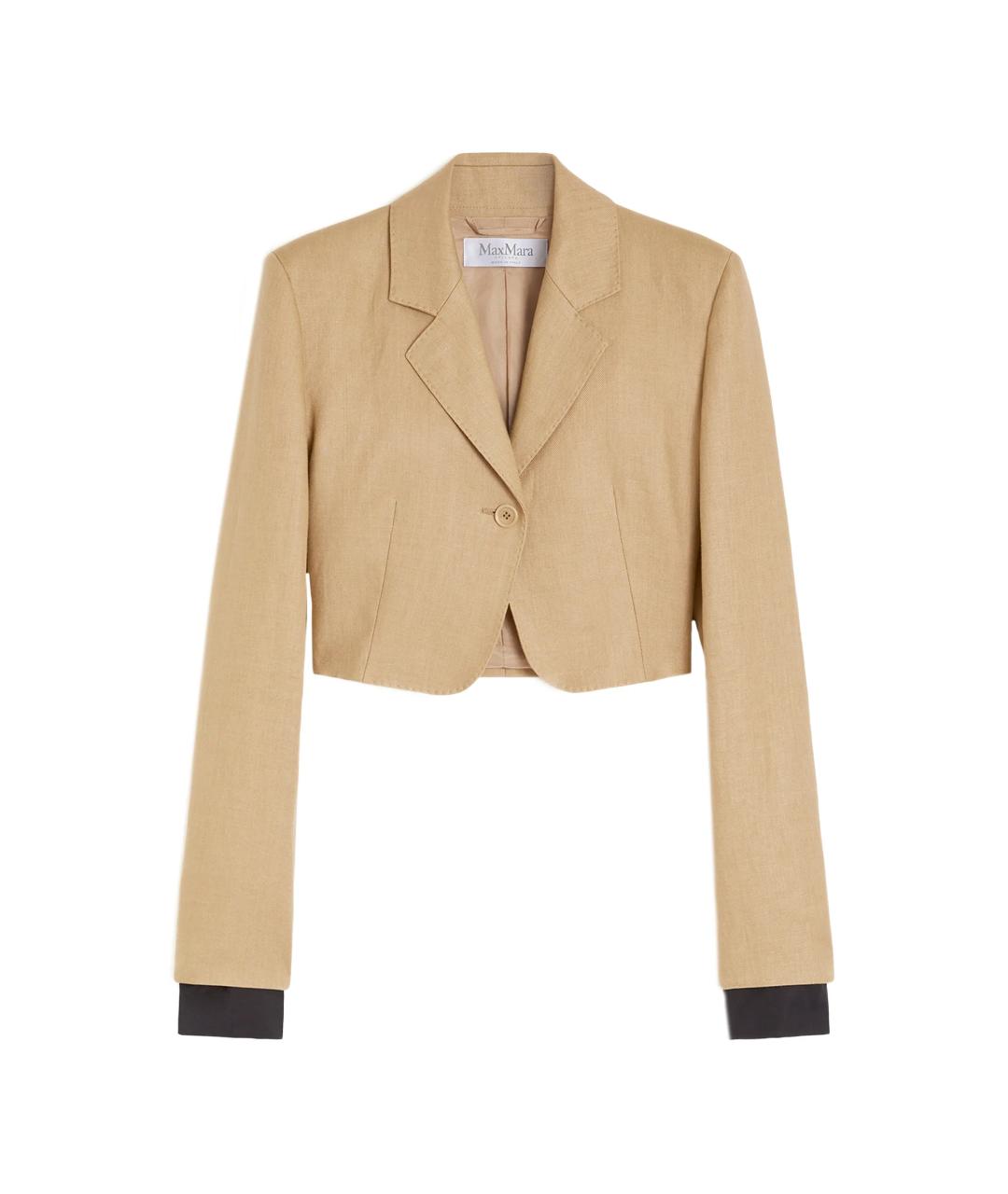 MAX MARA Бежевый льняной жакет/пиджак, фото 1