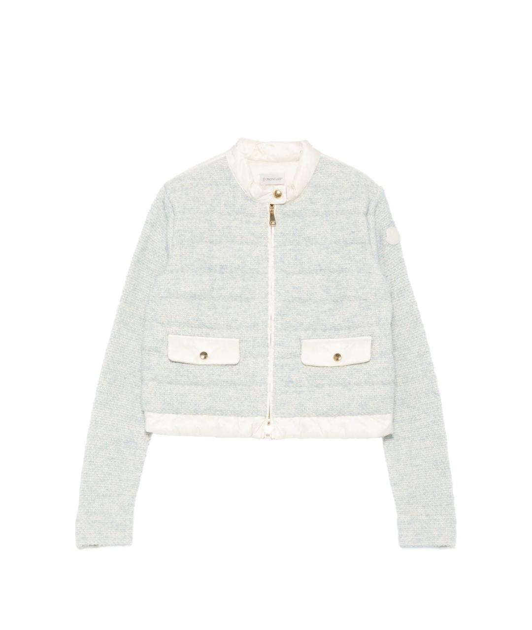 MONCLER Бирюзовая полиэстеровая куртка, фото 1