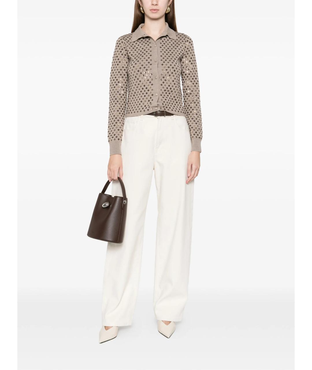 MAX MARA Коричневый шерстяной кардиган, фото 3