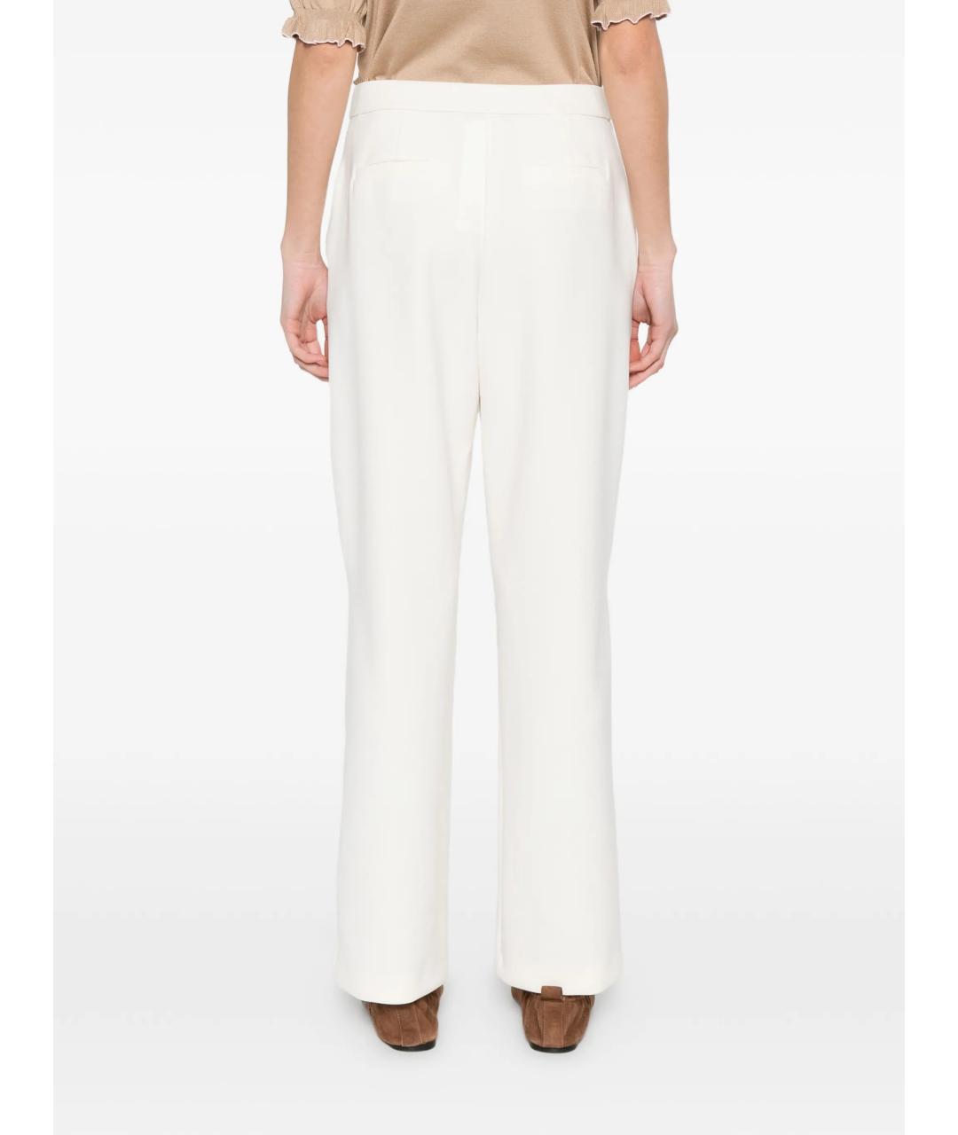 MAX MARA Белые синтетические прямые брюки, фото 4