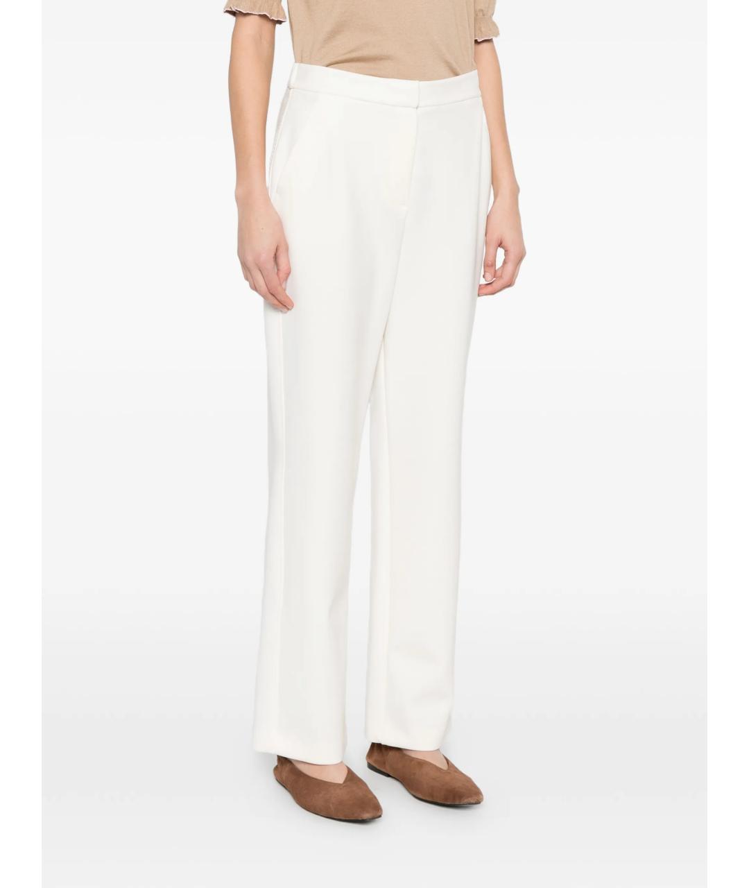 MAX MARA Белые синтетические прямые брюки, фото 3