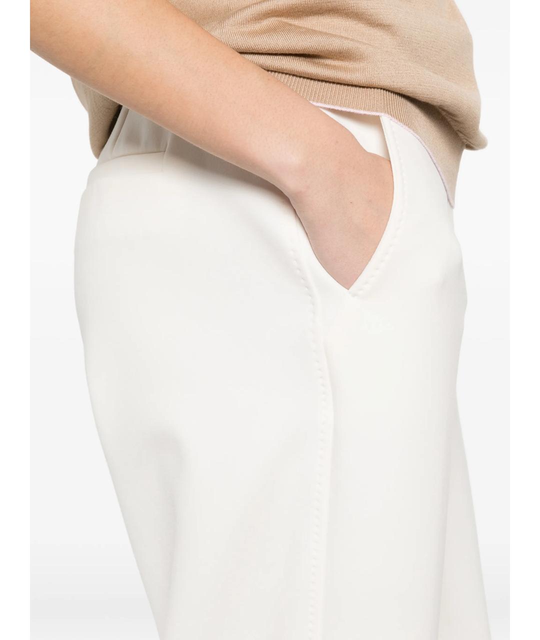 MAX MARA Белые синтетические прямые брюки, фото 2