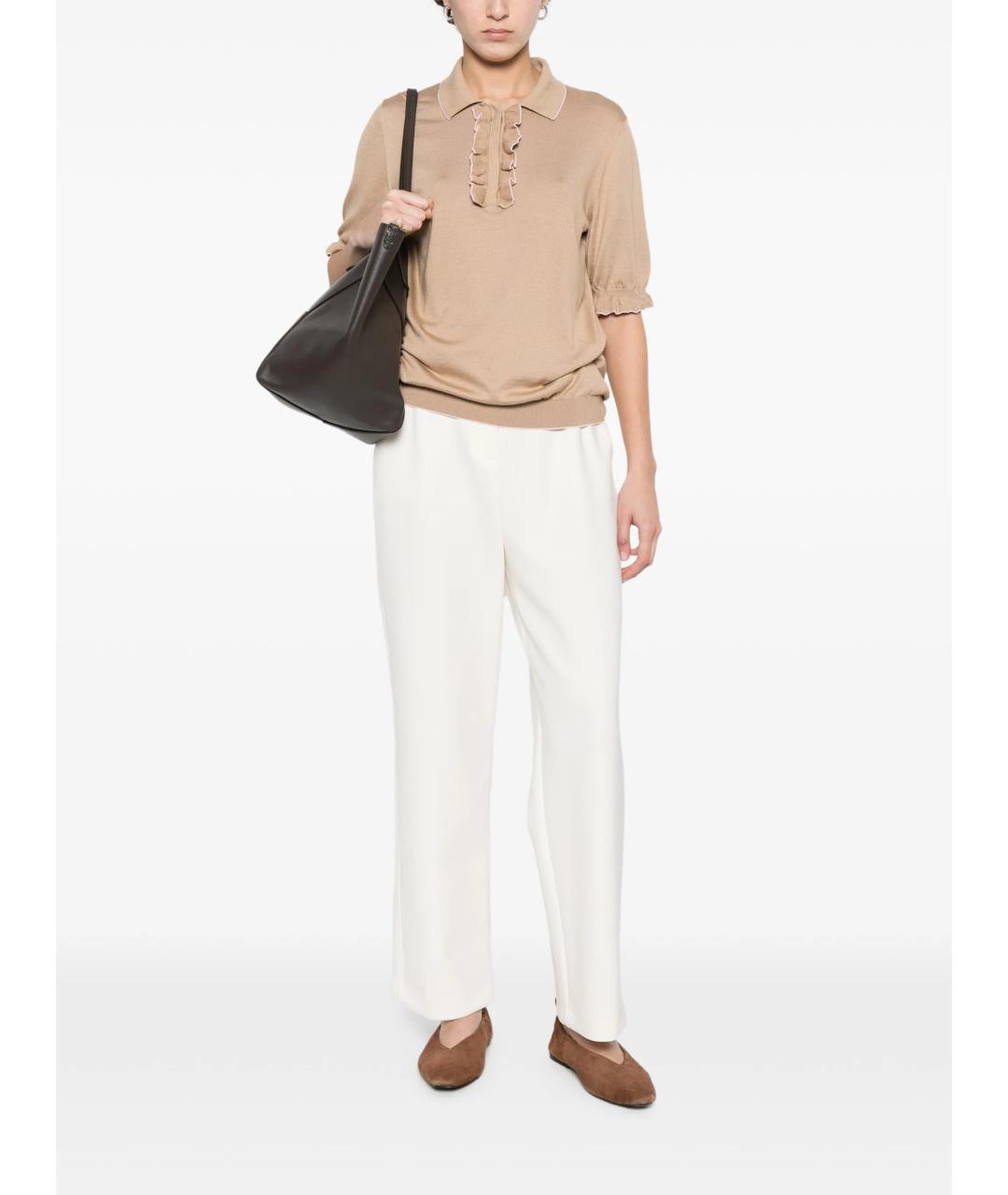 MAX MARA Белые синтетические прямые брюки, фото 5