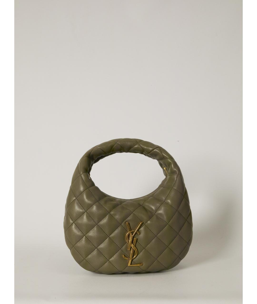 SAINT LAURENT Зеленая кожаная сумка через плечо, фото 6