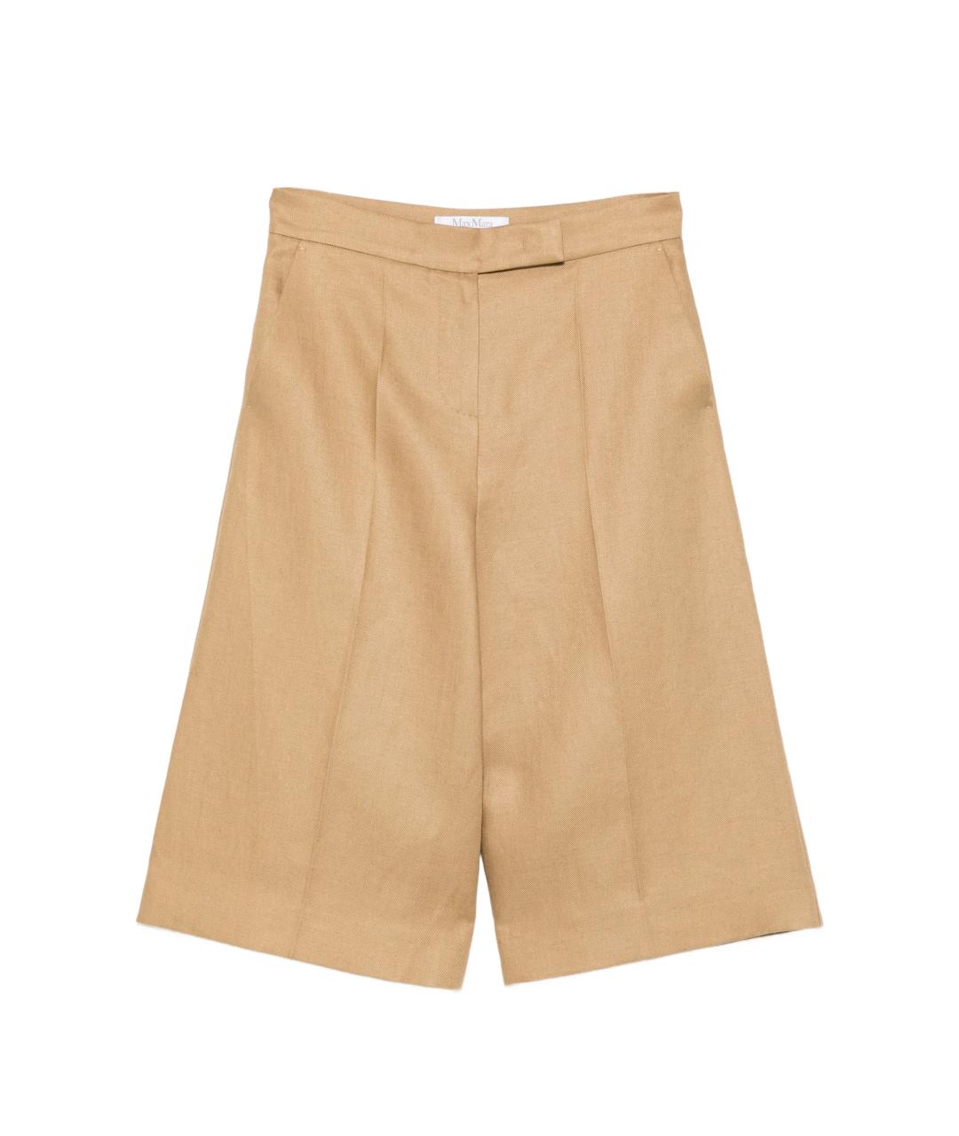MAX MARA Бежевые льняные шорты, фото 1