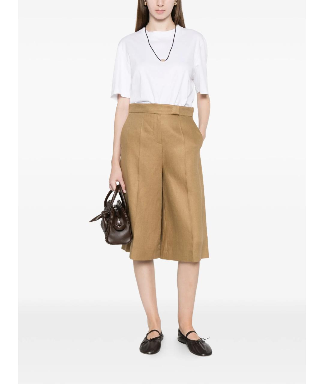 MAX MARA Бежевые льняные шорты, фото 5