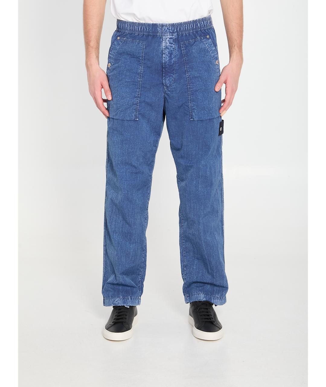 STONE ISLAND Синие хлопковые прямые джинсы, фото 5