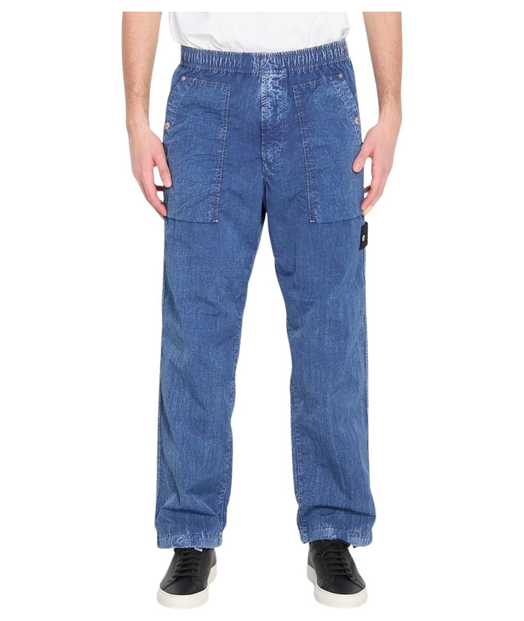 STONE ISLAND Синие хлопковые прямые джинсы, фото 1