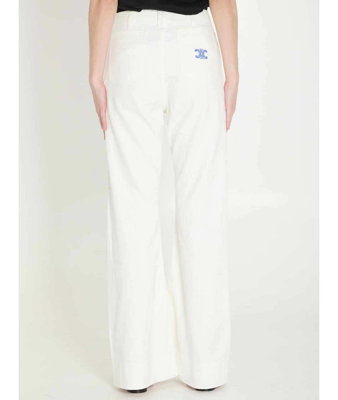 CELINE Белые хлопковые джинсы клеш, фото 4