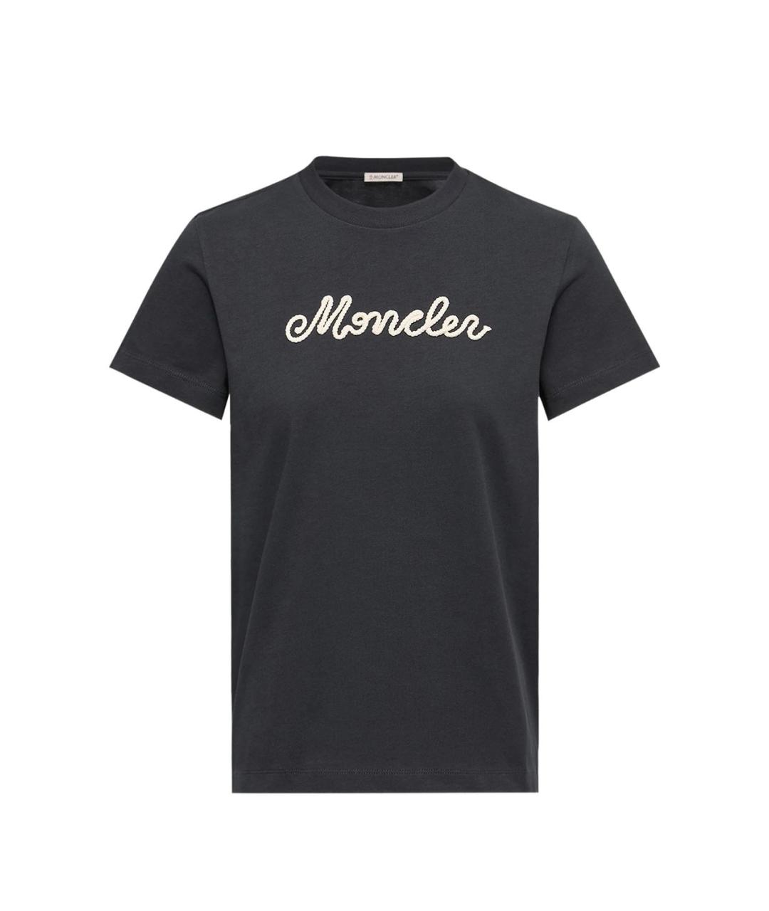 MONCLER Темно-синяя хлопковая футболка, фото 1