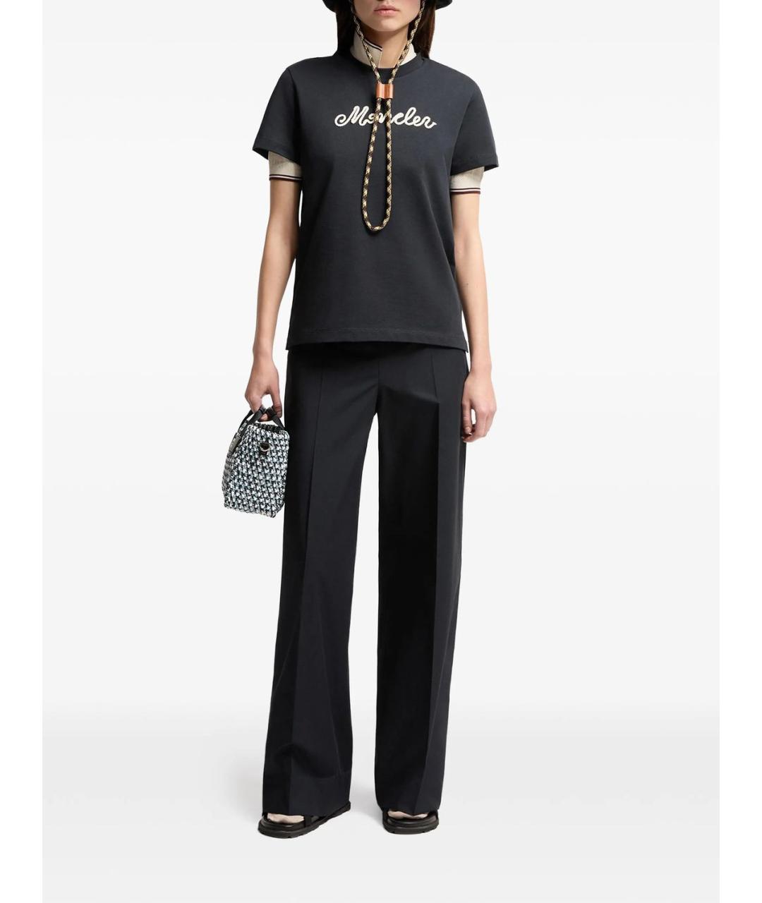 MONCLER Темно-синяя хлопковая футболка, фото 2