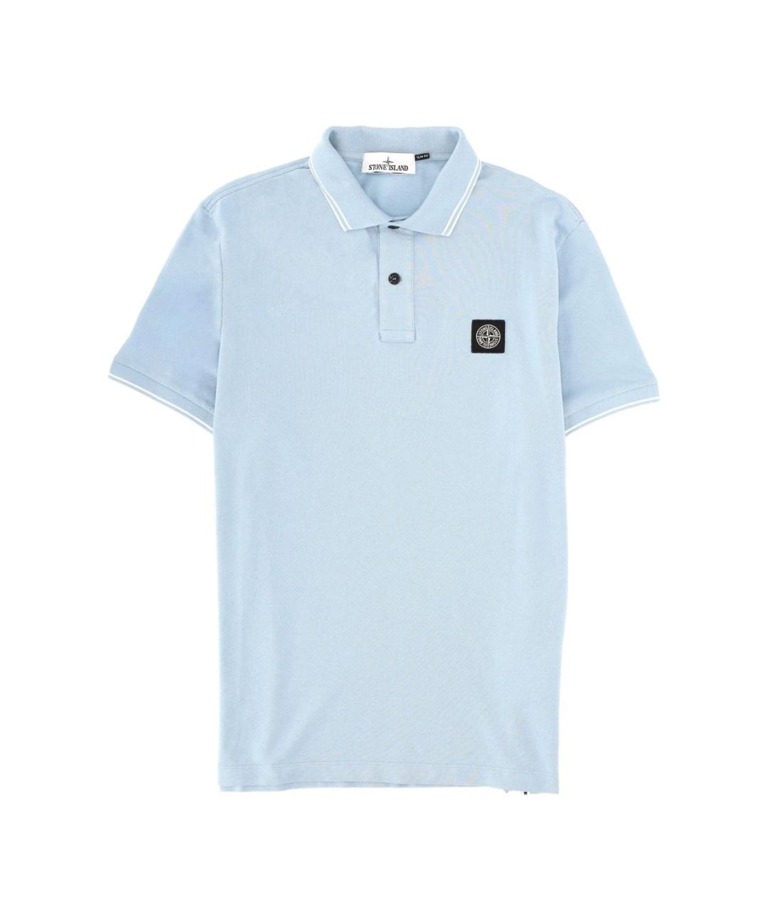 STONE ISLAND Голубое хлопковое поло с коротким рукавом, фото 1