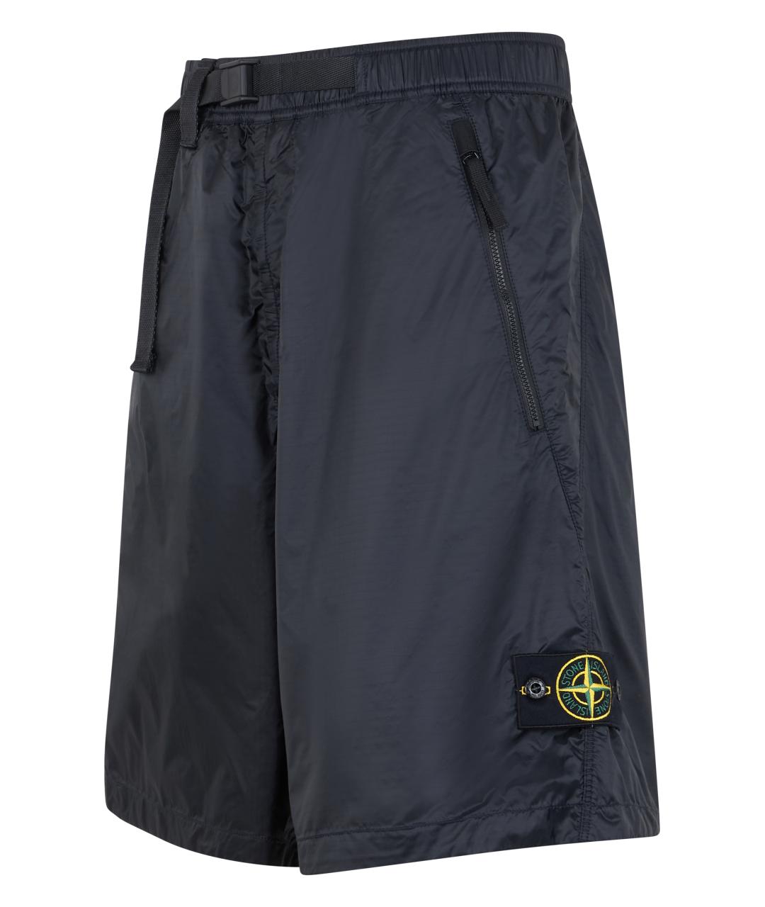 STONE ISLAND Темно-синие полиамидовые шорты, фото 3