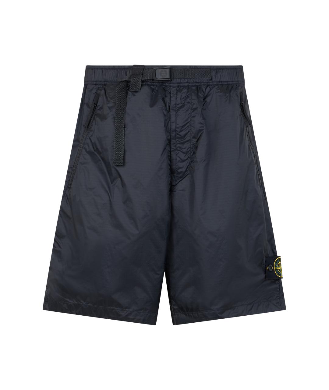 STONE ISLAND Темно-синие полиамидовые шорты, фото 1