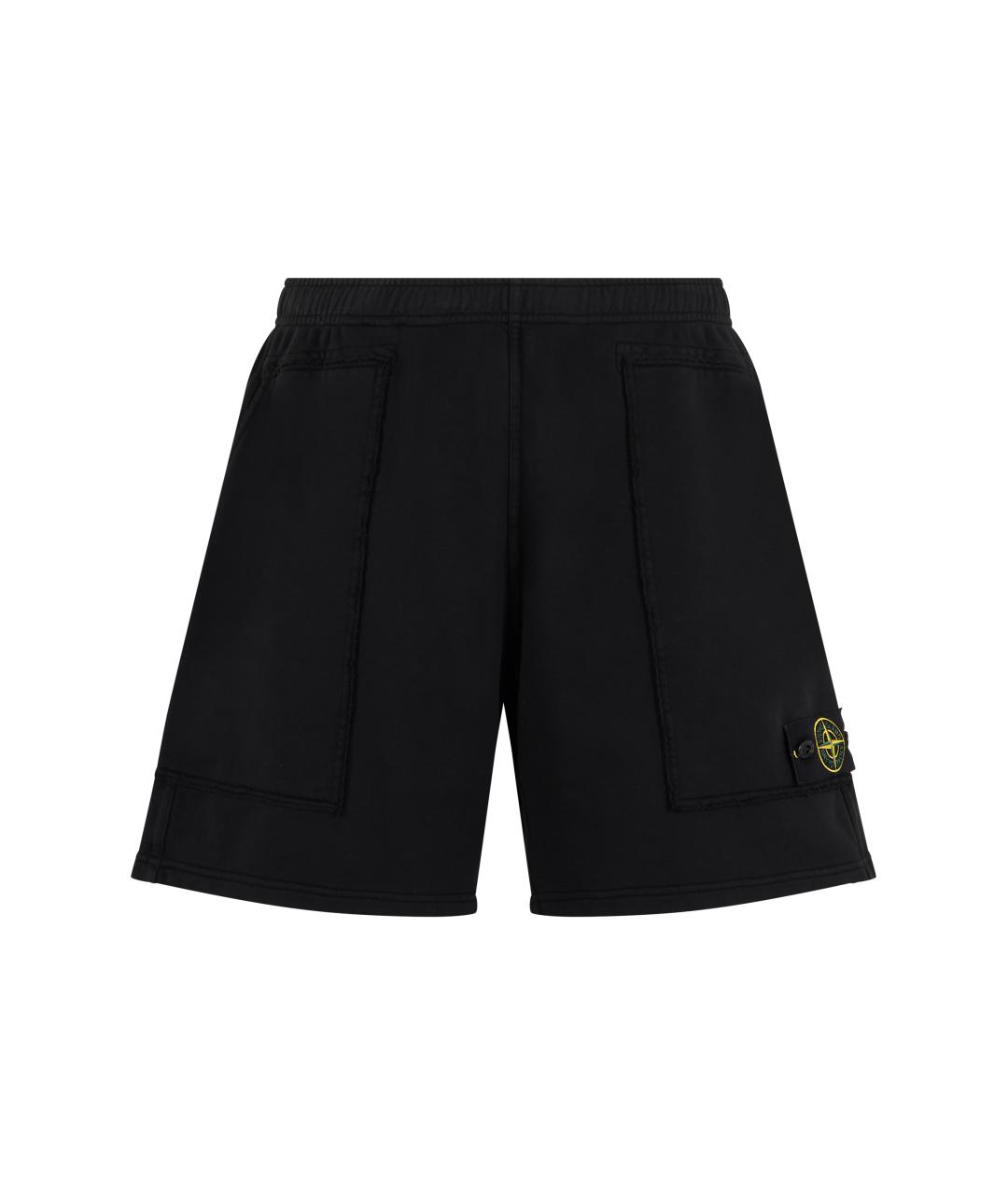 STONE ISLAND Черные хлопковые шорты, фото 1