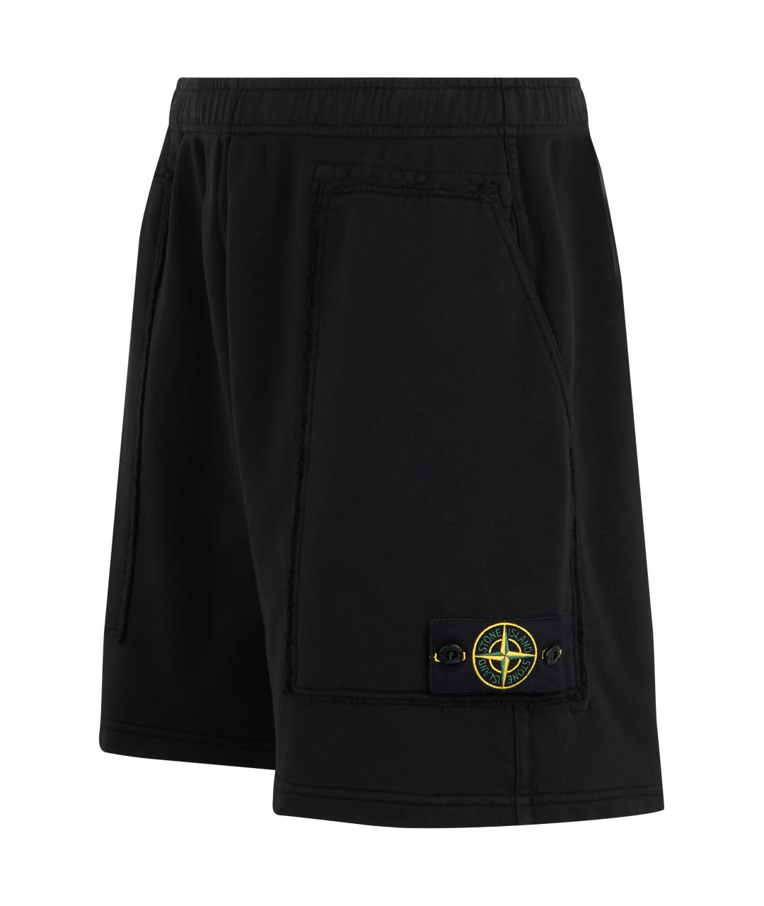 STONE ISLAND Черные хлопковые шорты, фото 3