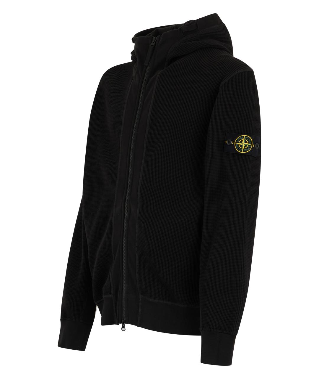 STONE ISLAND Черный хлопковый кардиган, фото 3