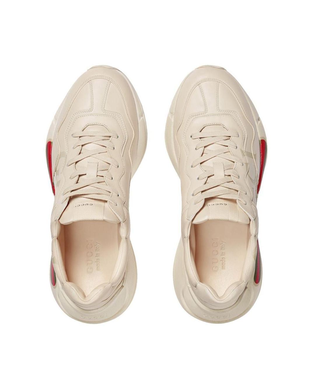 GUCCI Белые кожаные низкие кроссовки / кеды, фото 5