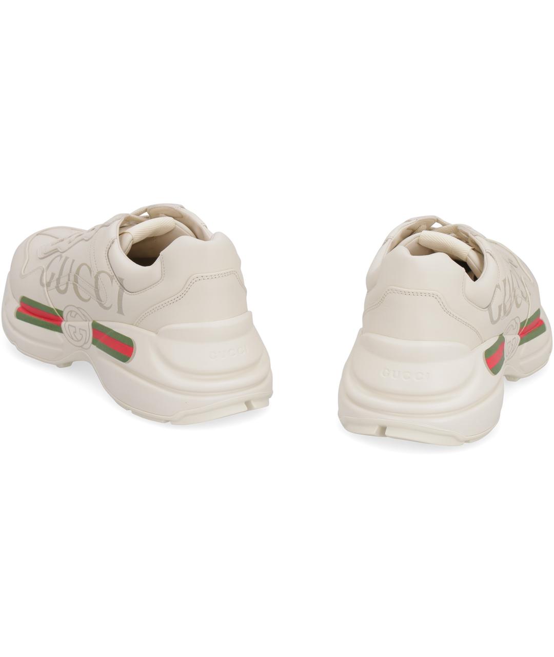 GUCCI Белые кожаные низкие кроссовки / кеды, фото 4