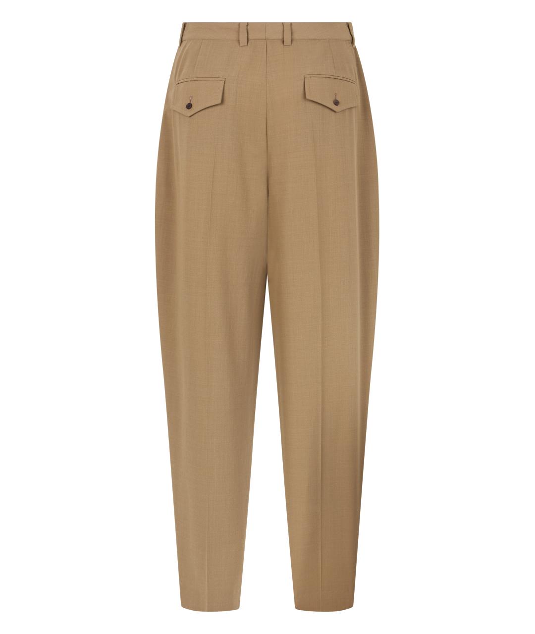 CELINE Бежевые шерстяные прямые брюки, фото 2