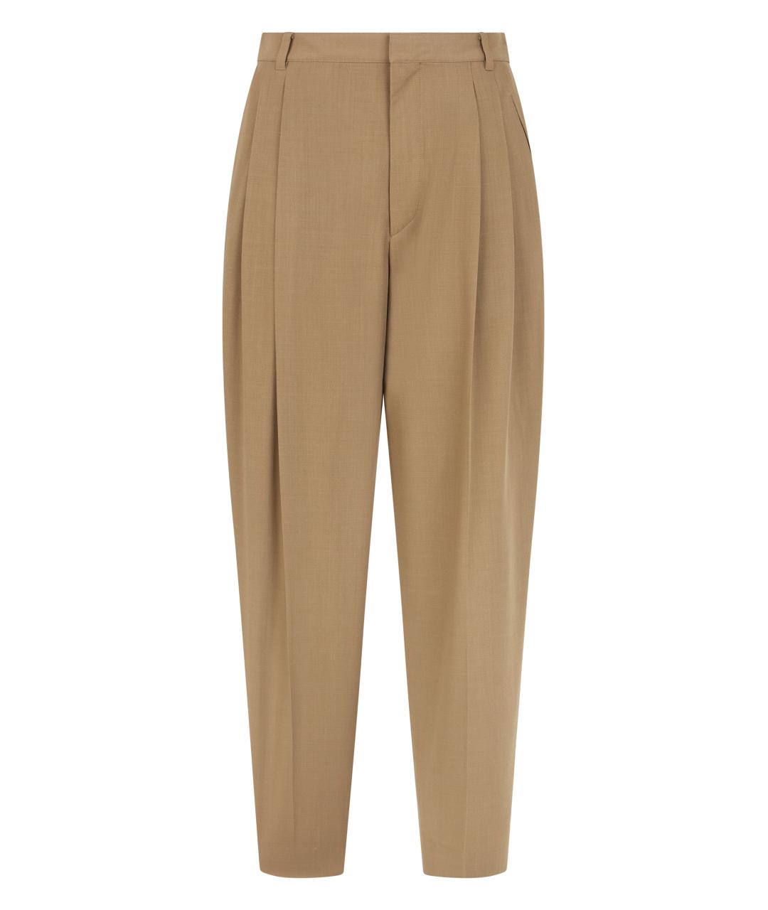 CELINE Бежевые шерстяные прямые брюки, фото 1