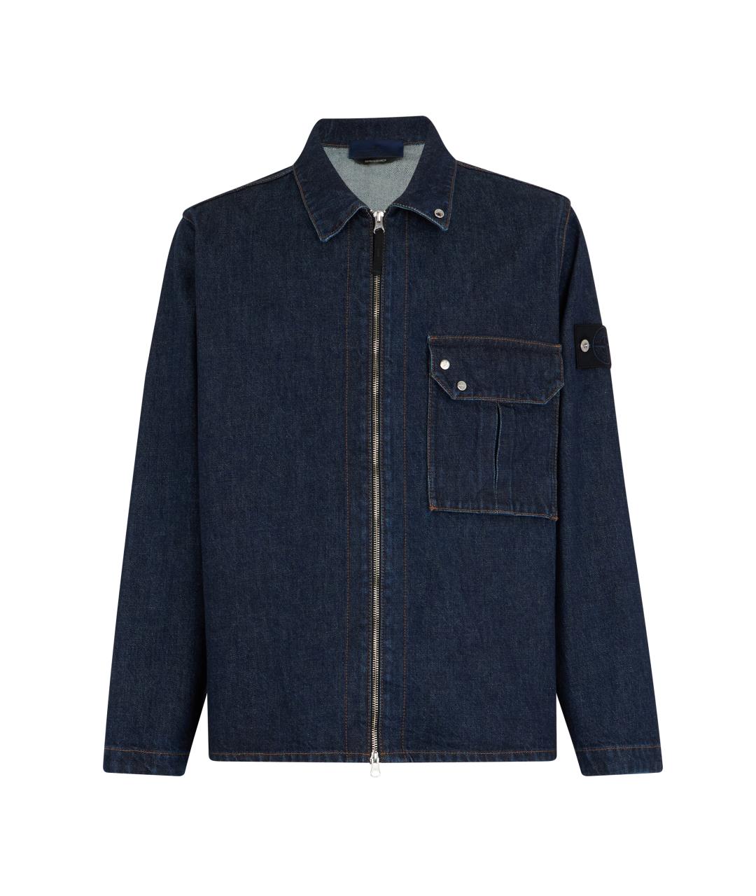 STONE ISLAND Темно-синяя хлопковая куртка, фото 1